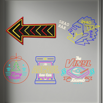  霓虹灯 装饰灯 酒吧灯 氛围灯su模型 