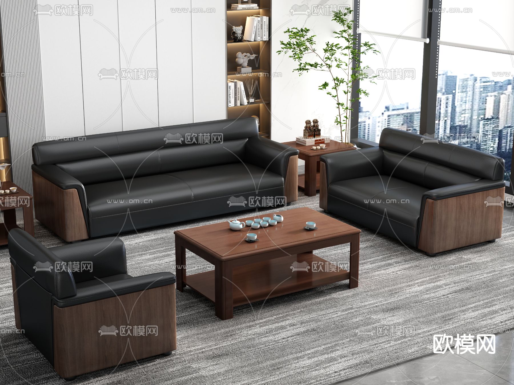 办公沙发 组合沙发3d模型下载（渲染图1）