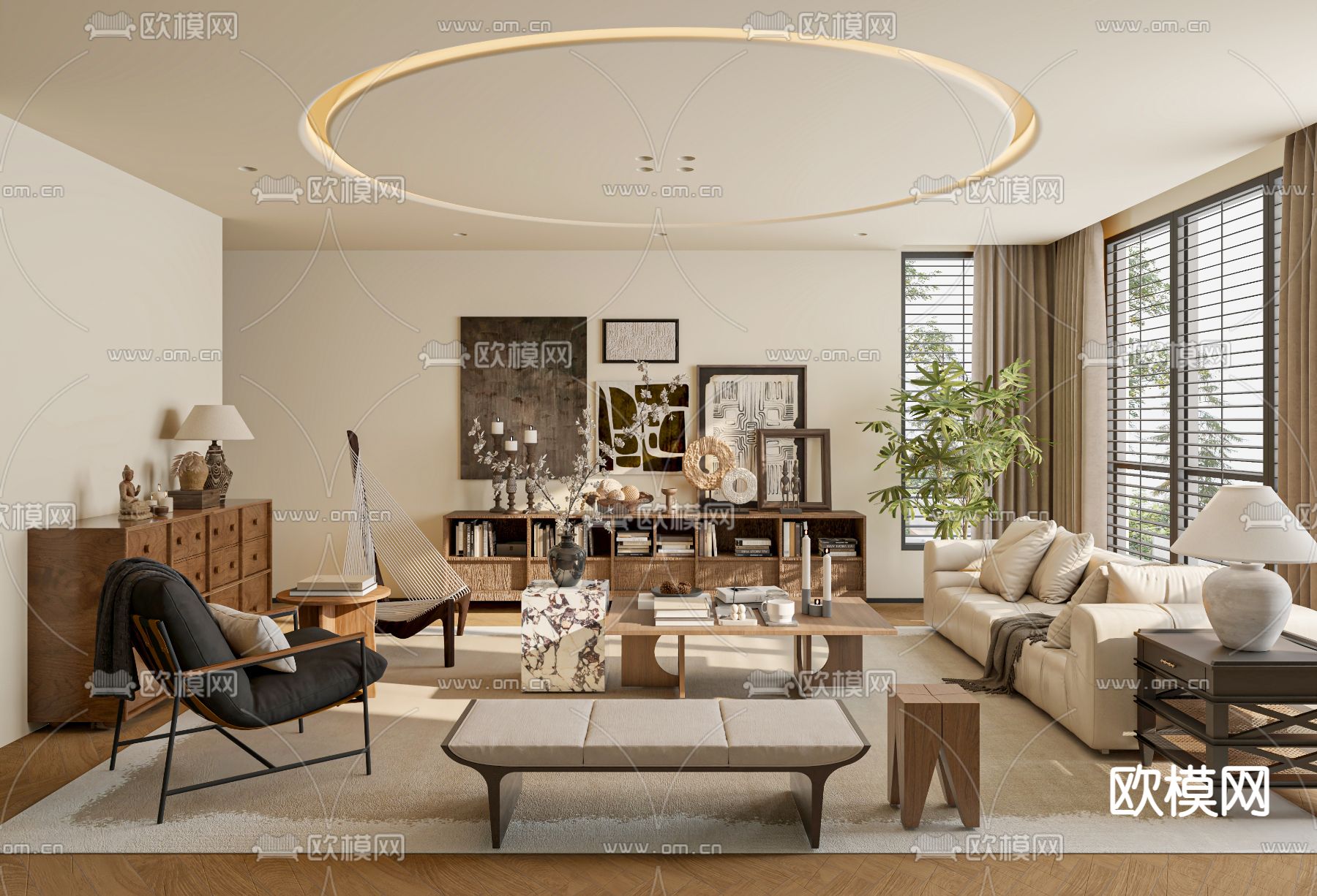 中古风客厅3d模型下载