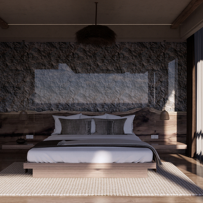  侘寂风民宿 卧室su模型 