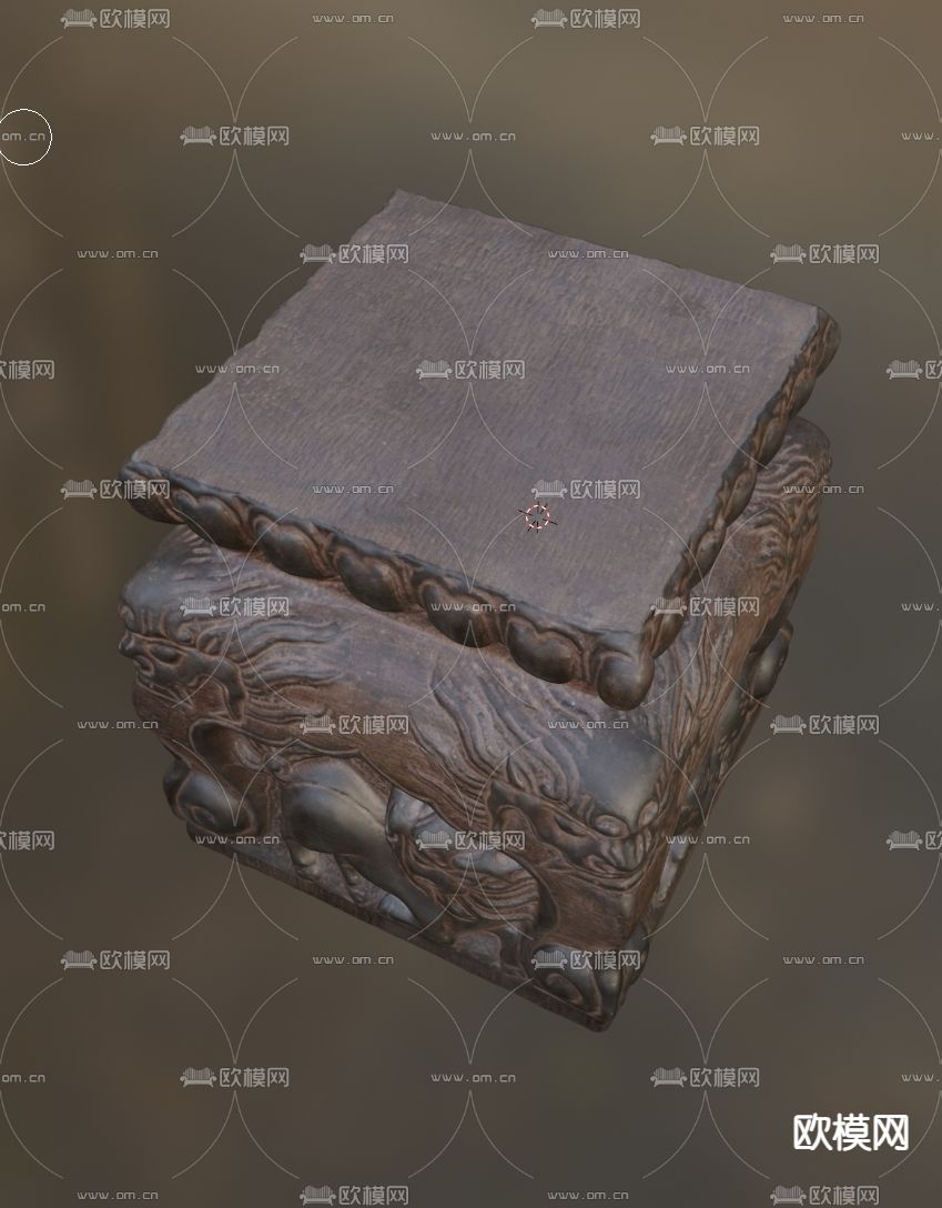 新中式青石墩 柱顶石 底座3d模型下载（渲染图4）