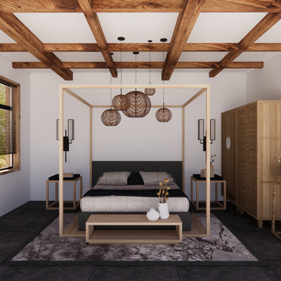  新中式酒店 客房su模型 