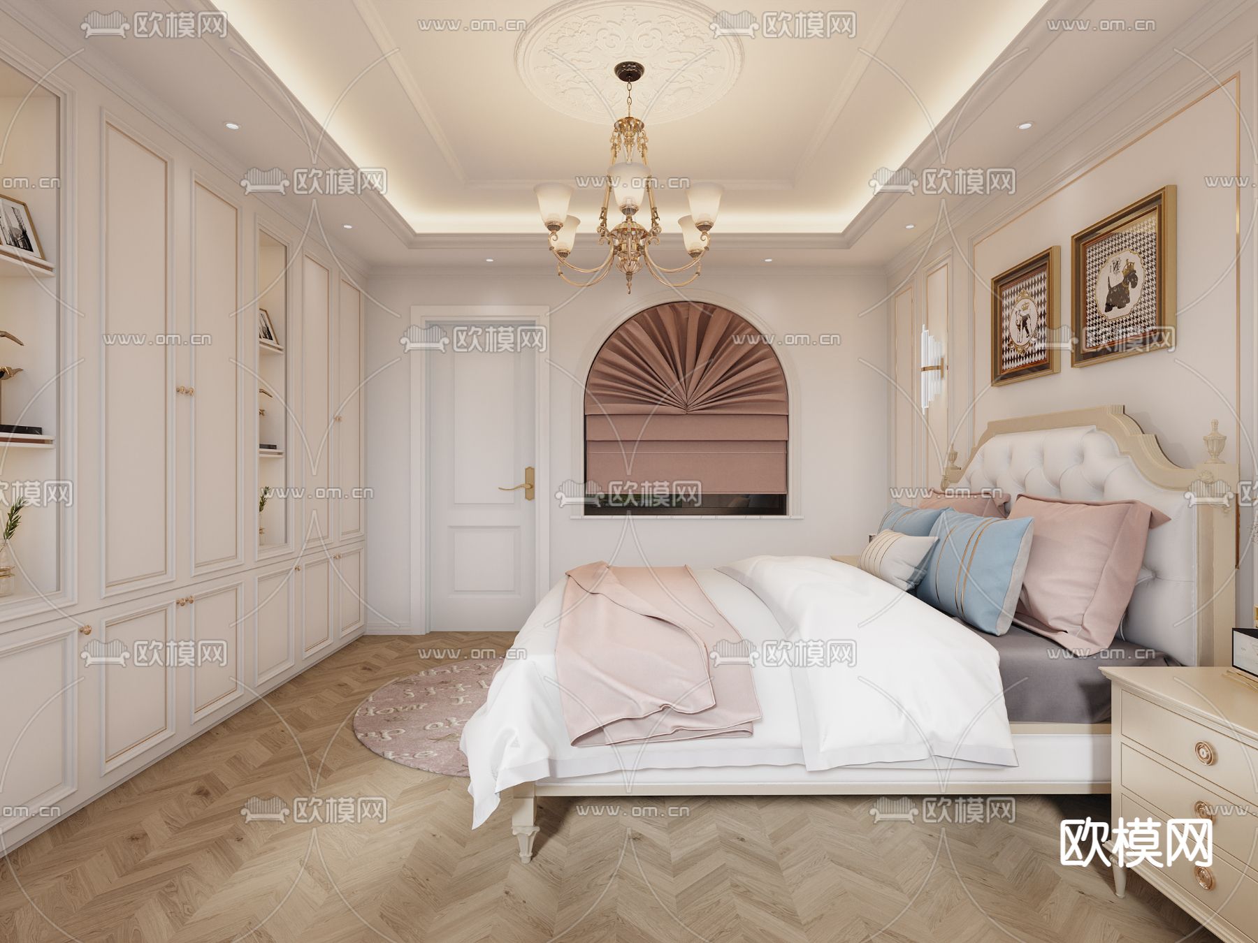 简欧儿童房 女孩房 小孩房3d模型下载（渲染图2）