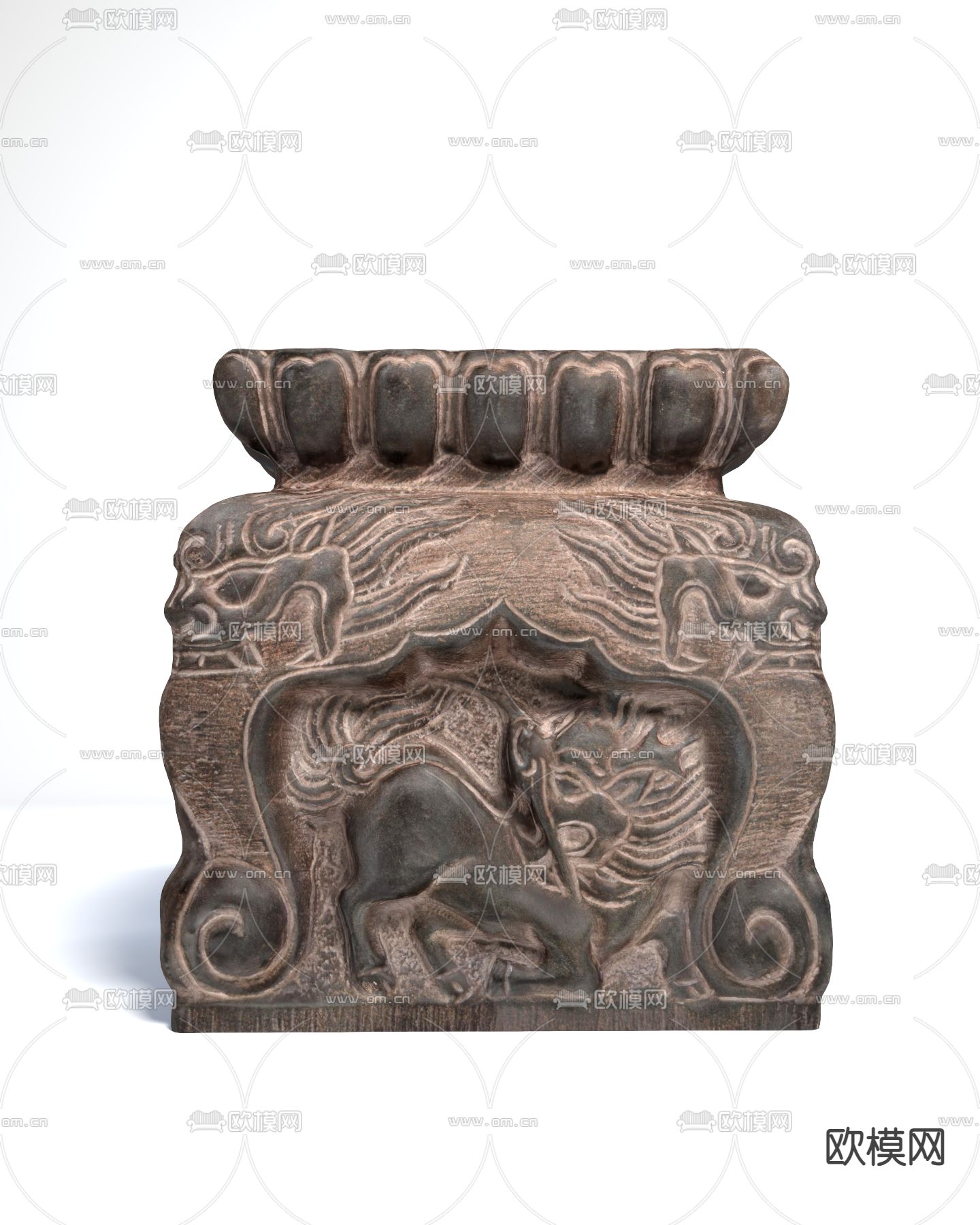 新中式青石墩 柱顶石 底座3d模型下载（渲染图1）