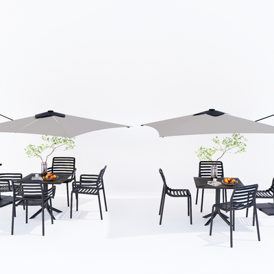  户外桌椅 商业外摆桌椅su模型 