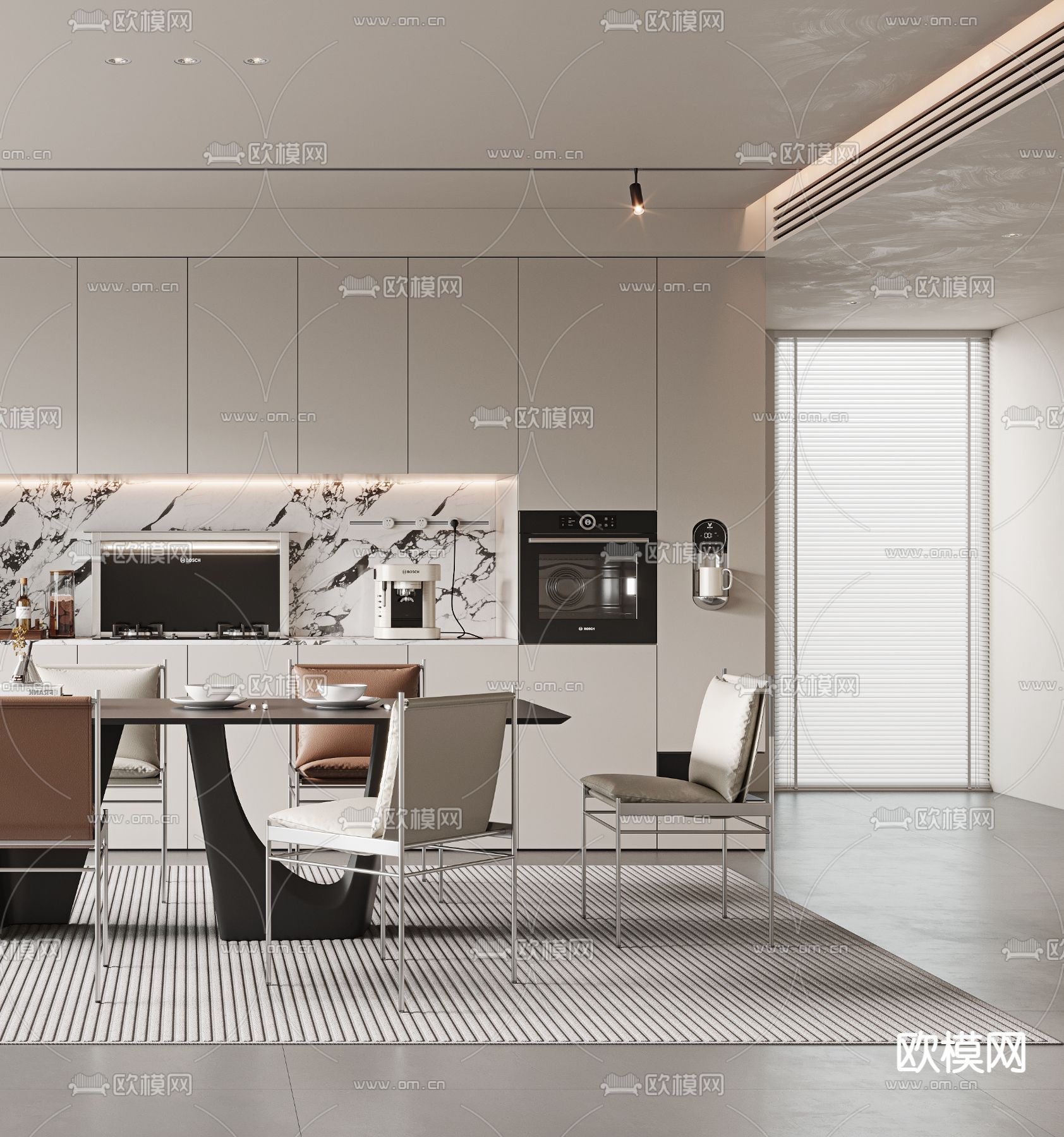 现代餐厅3d模型下载（渲染图3）