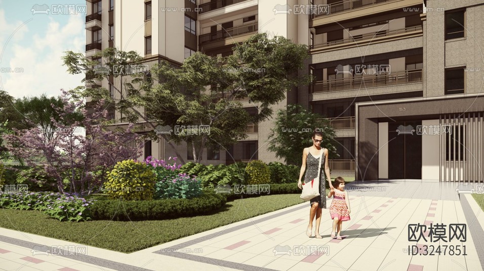 小区景观 住宅景观装修效果图下载(渲染图16)