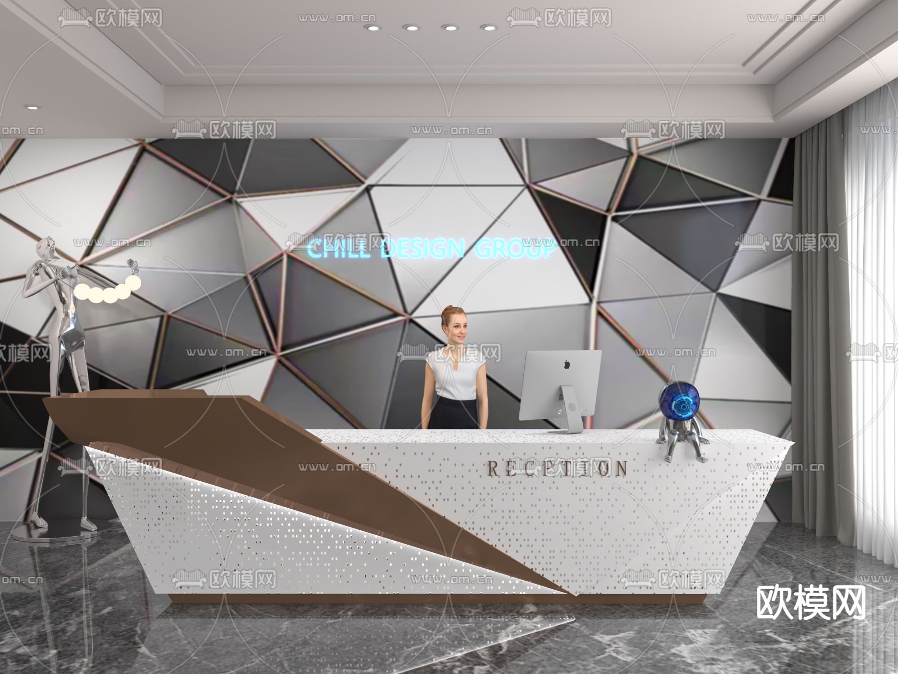 现代前台3d模型下载