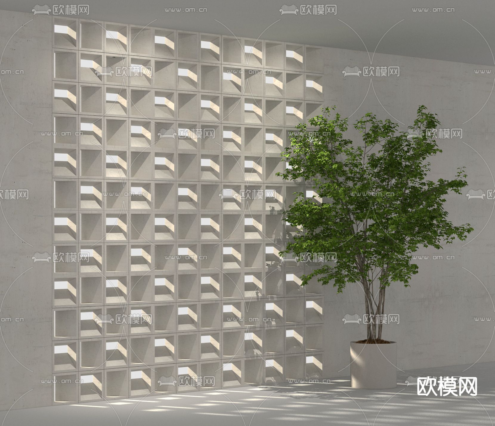 水泥砖隔断 隔墙3d模型下载