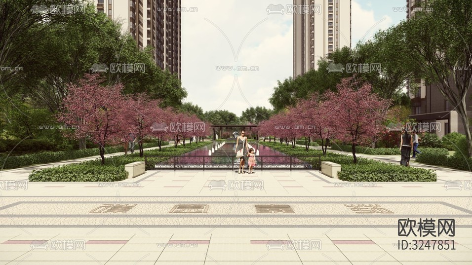 小区景观 住宅景观装修效果图下载(渲染图2)