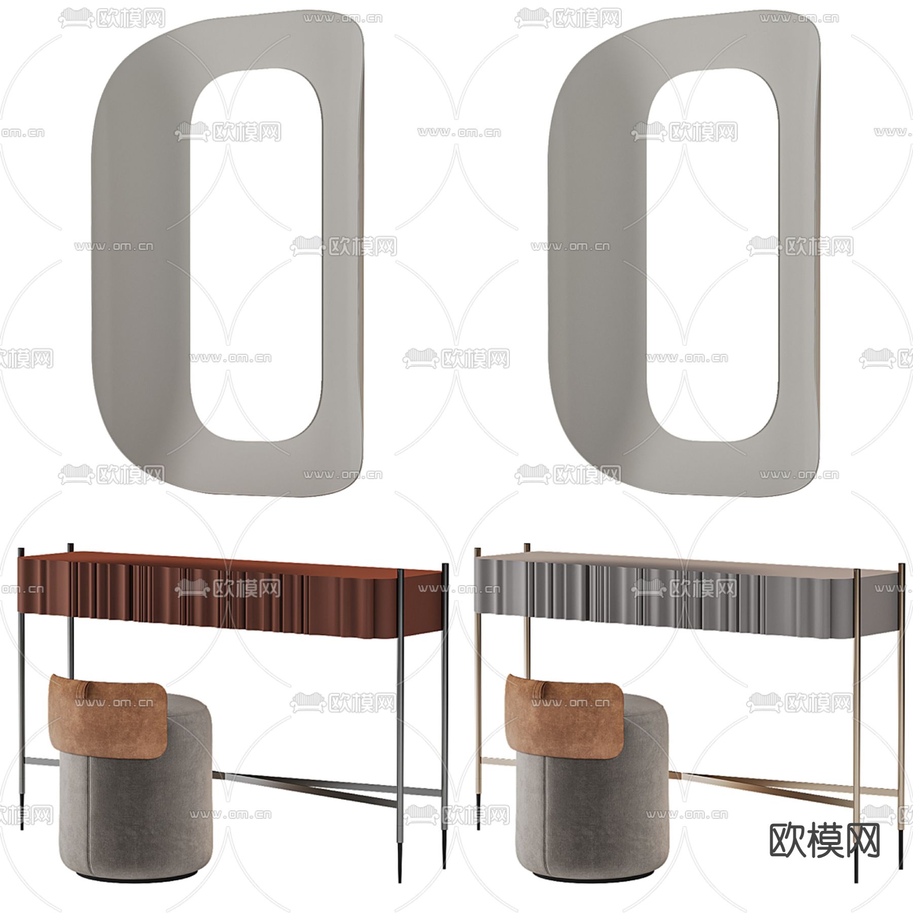 现代梳妆台su模型下载（渲染图2）