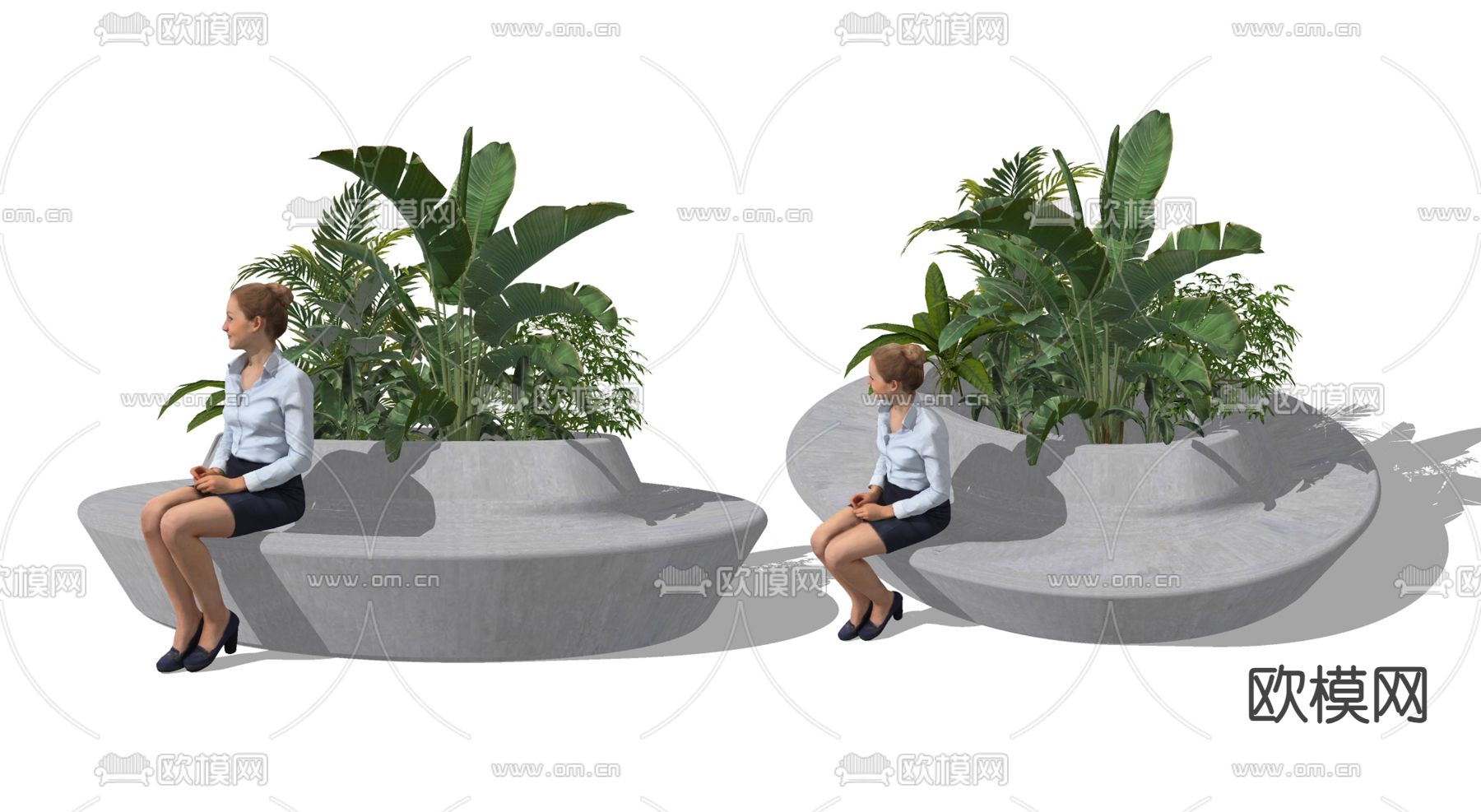 树池座凳 景观座椅 花坛 花箱su模型下载（渲染图1）