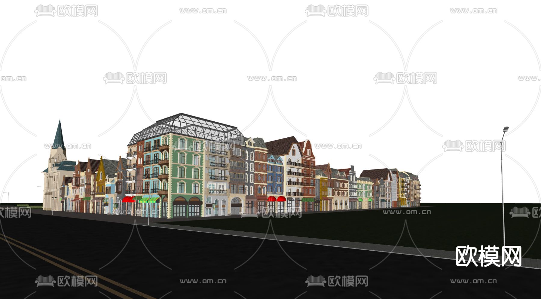 欧式建筑外观su模型下载