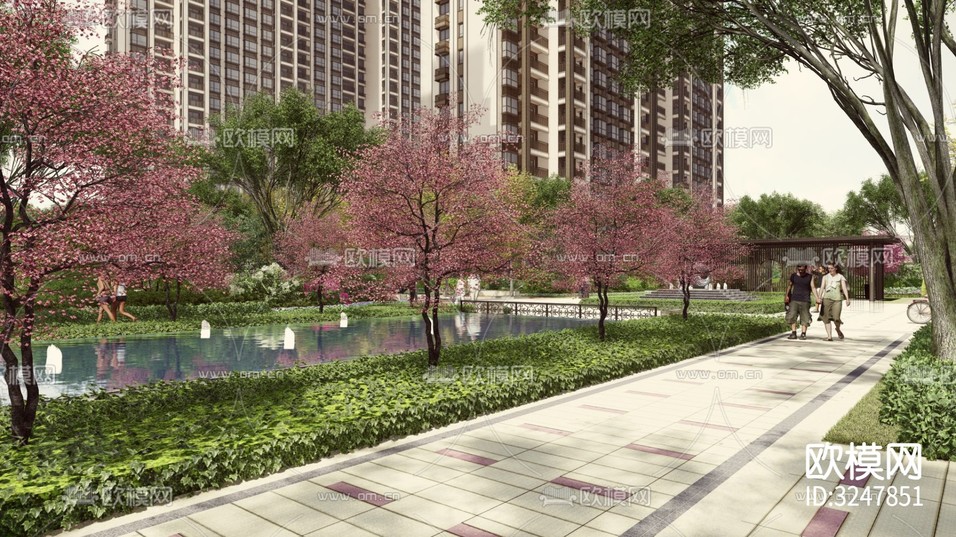 小区景观 住宅景观装修效果图下载(渲染图5)