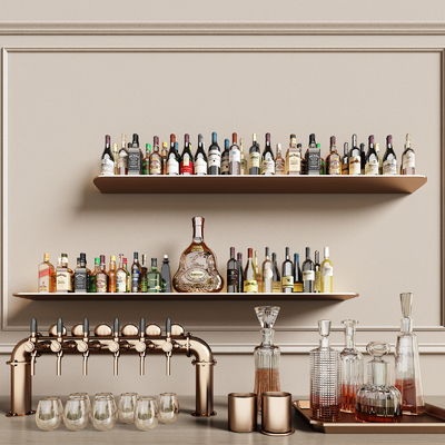  酒瓶 洋酒 托盘 红酒su模型 