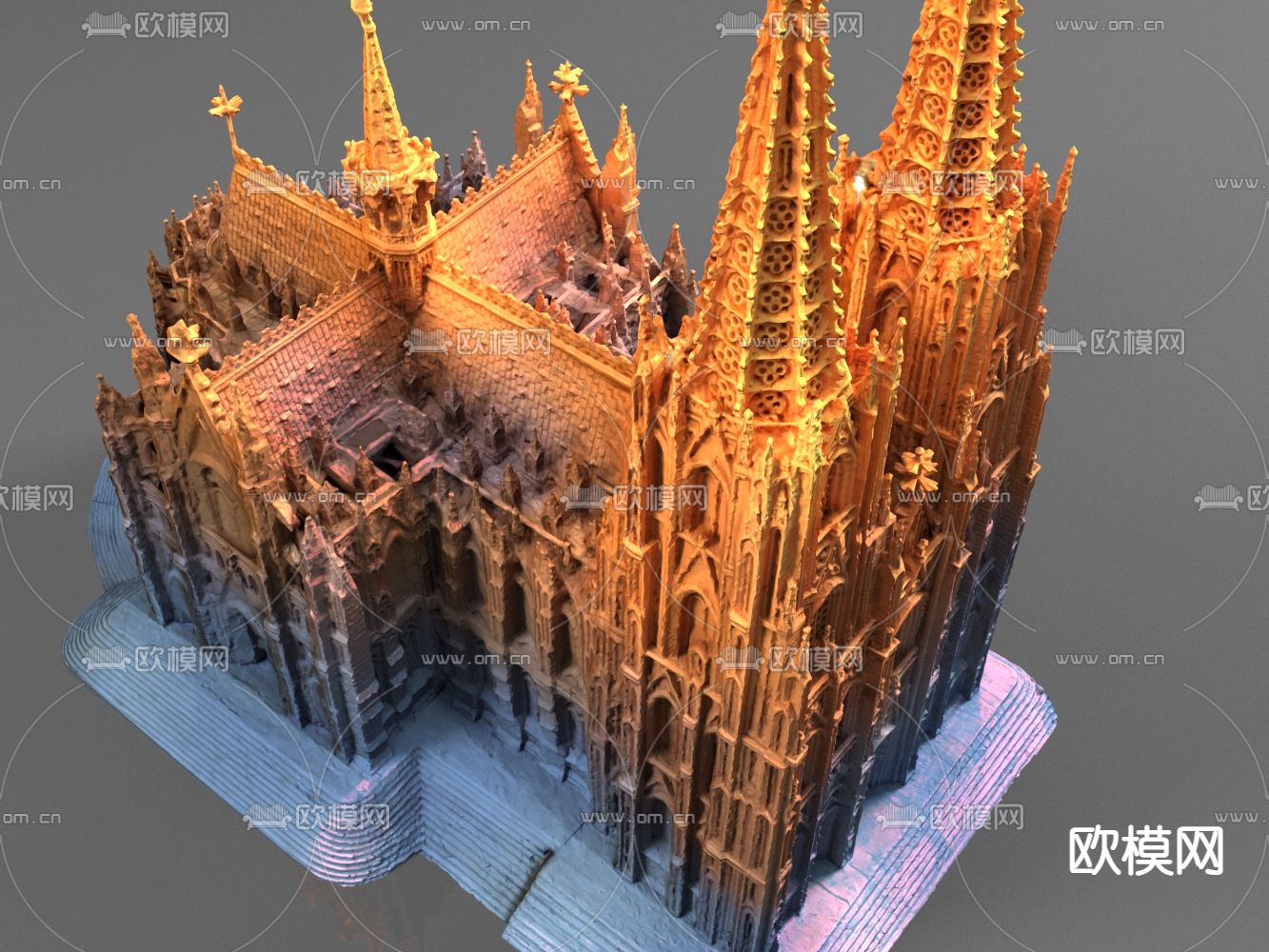 欧式科隆大教堂3d模型下载（渲染图1）