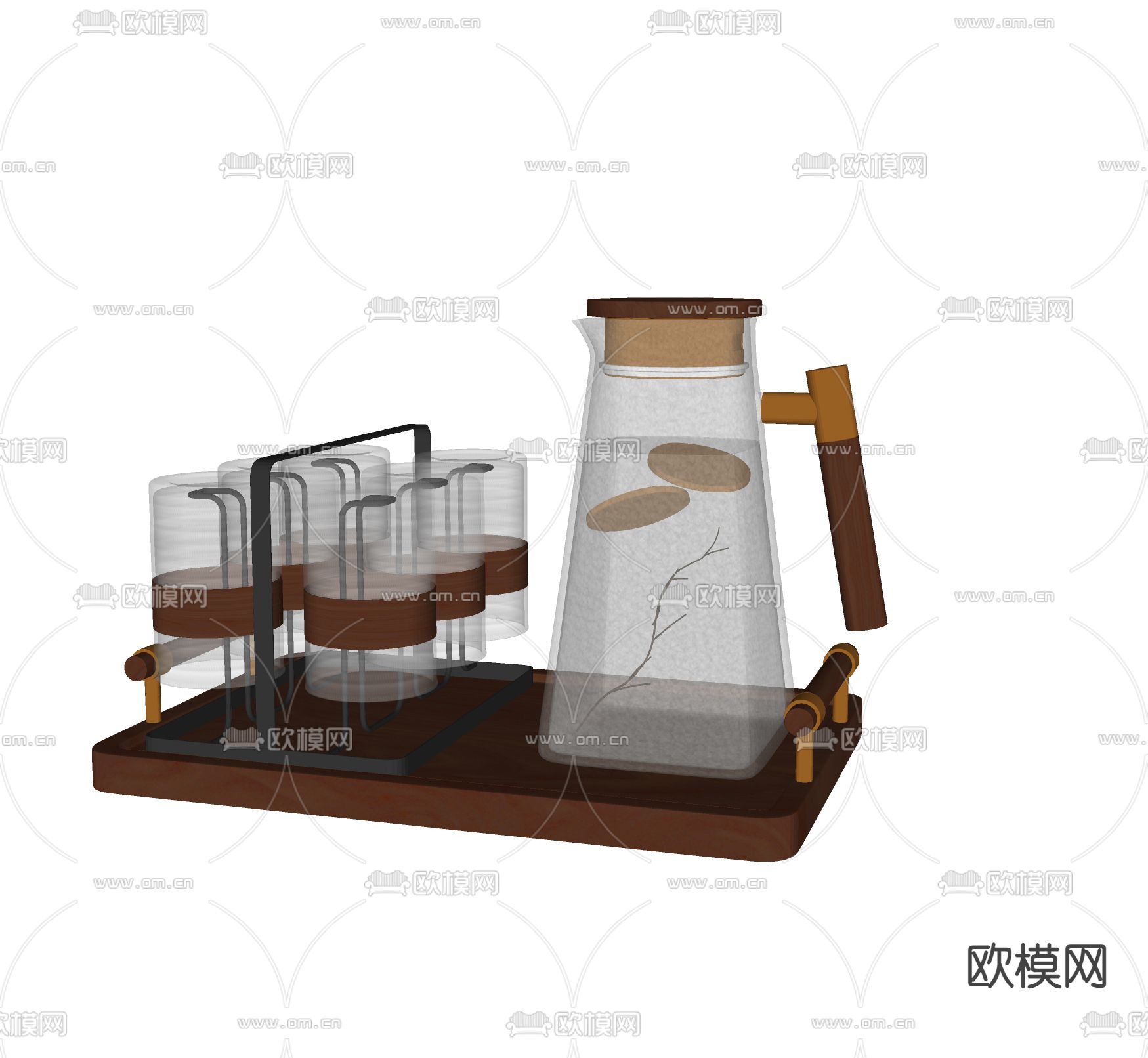 玻璃杯 水果茶 茶具 茶杯su模型下载（渲染图3）