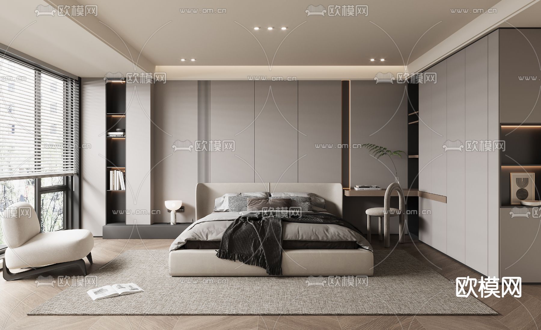 现代卧室 主人房 主卧3d模型下载