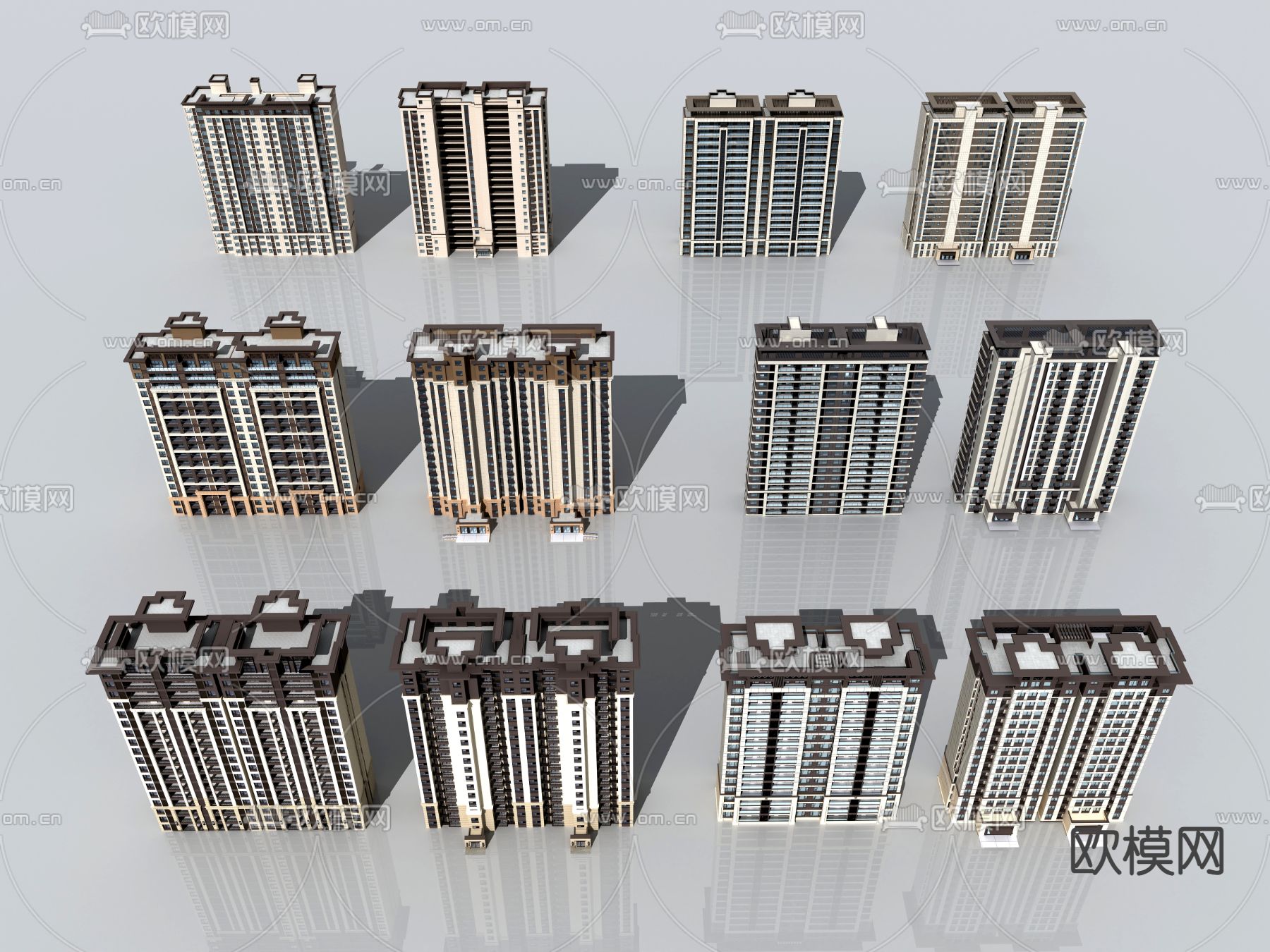 高层住宅 小区住宅 小洋楼3d模型下载