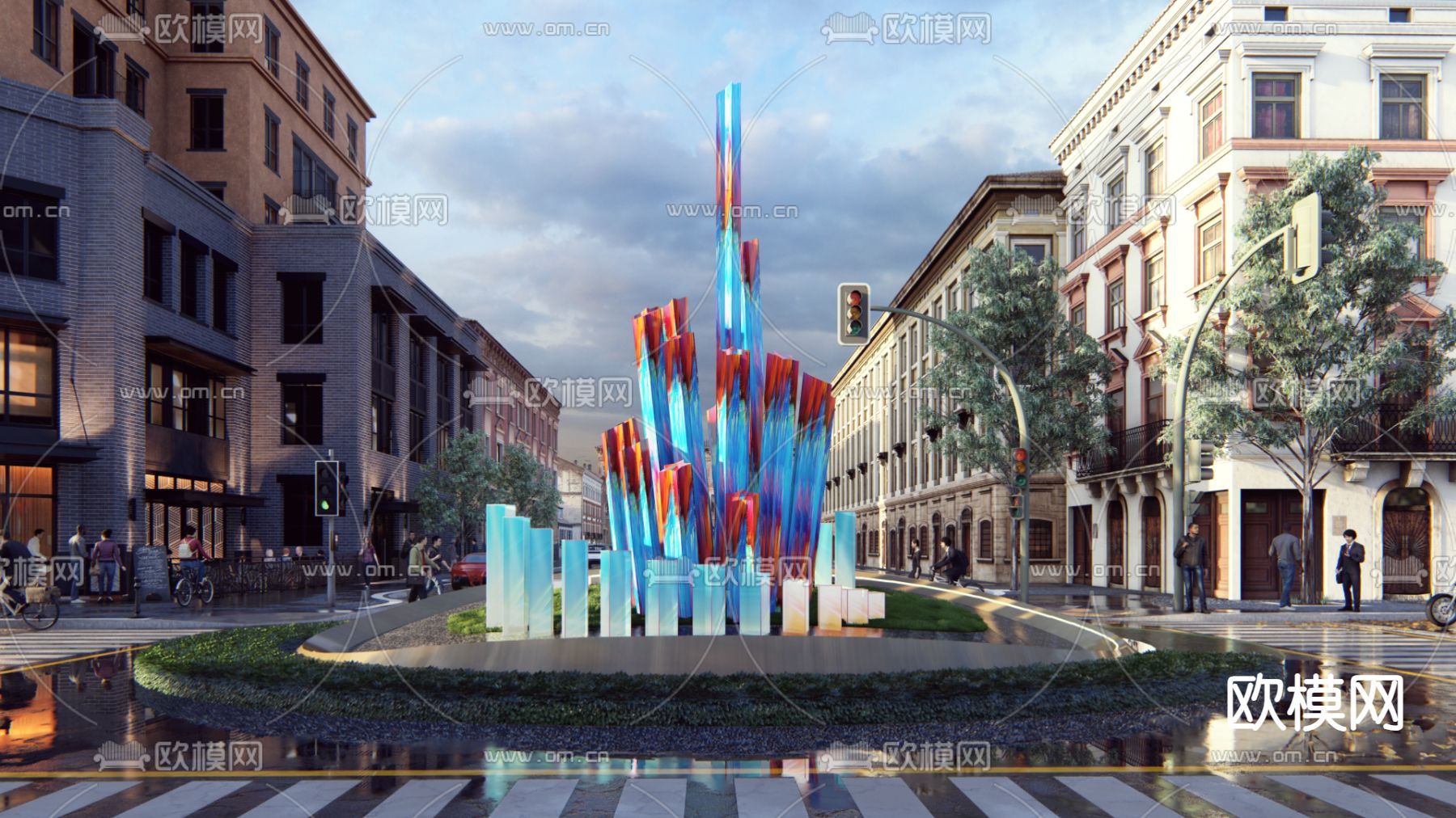 抽象雕塑小品 水景雕塑su模型下载（渲染图1）