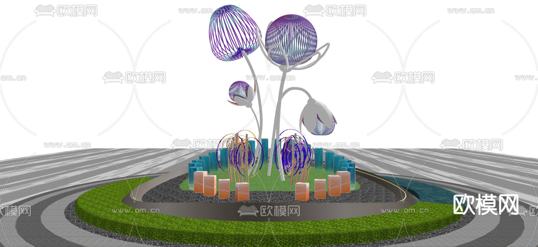 雕塑小品 水景雕塑su模型下载（渲染图1）