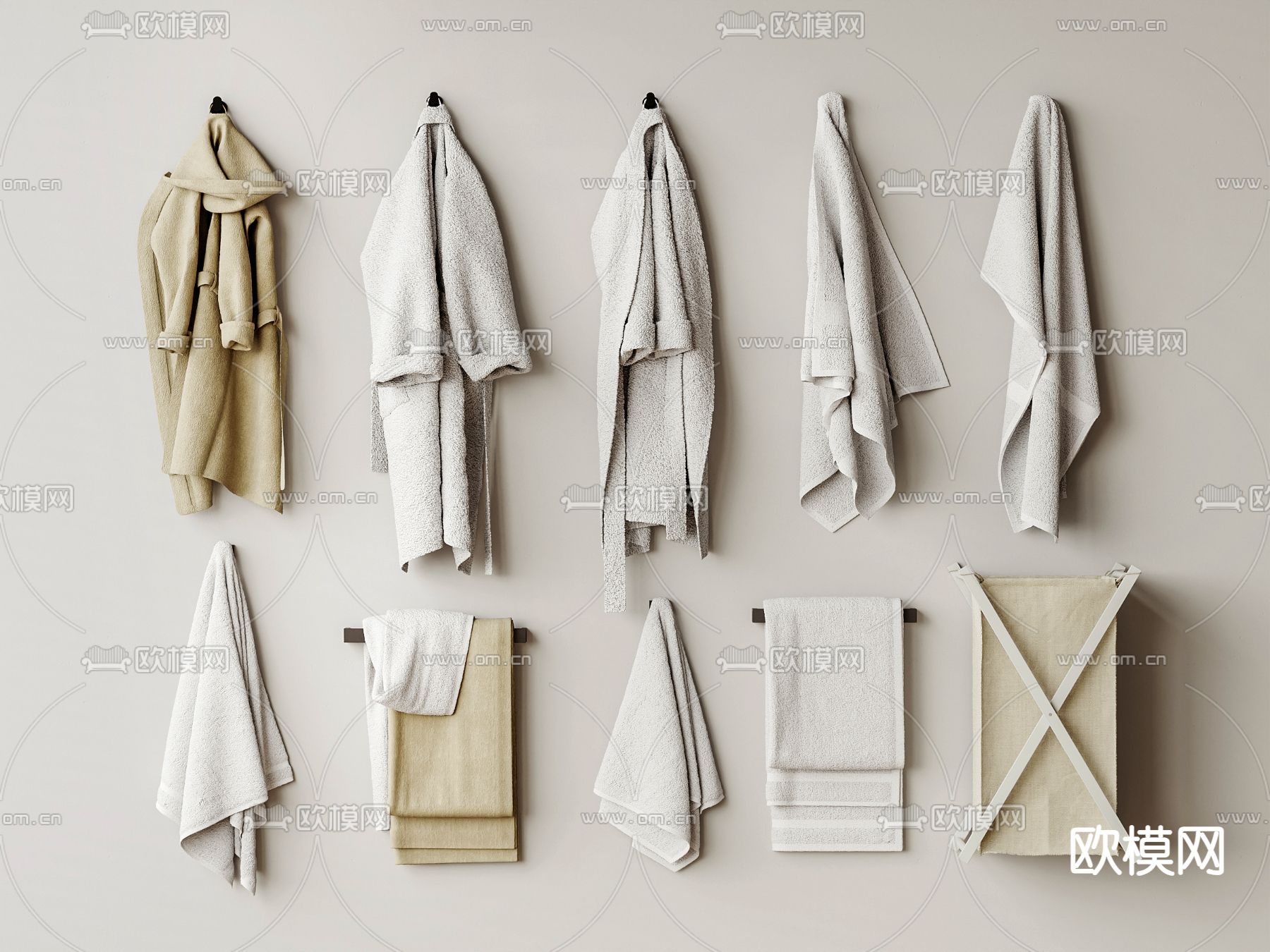 毛巾 浴袍su模型下载（渲染图2）