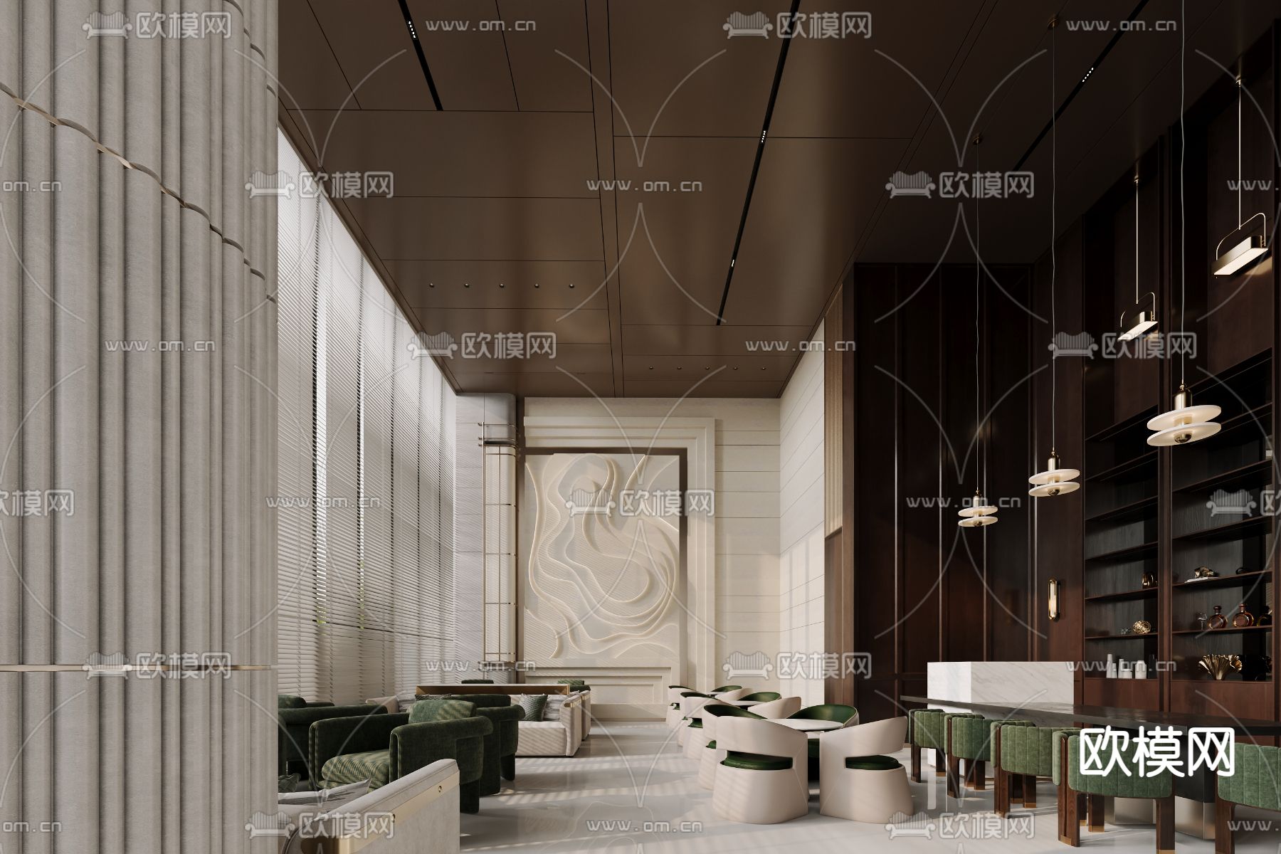 中古风售楼处 洽谈区su模型下载（渲染图1）