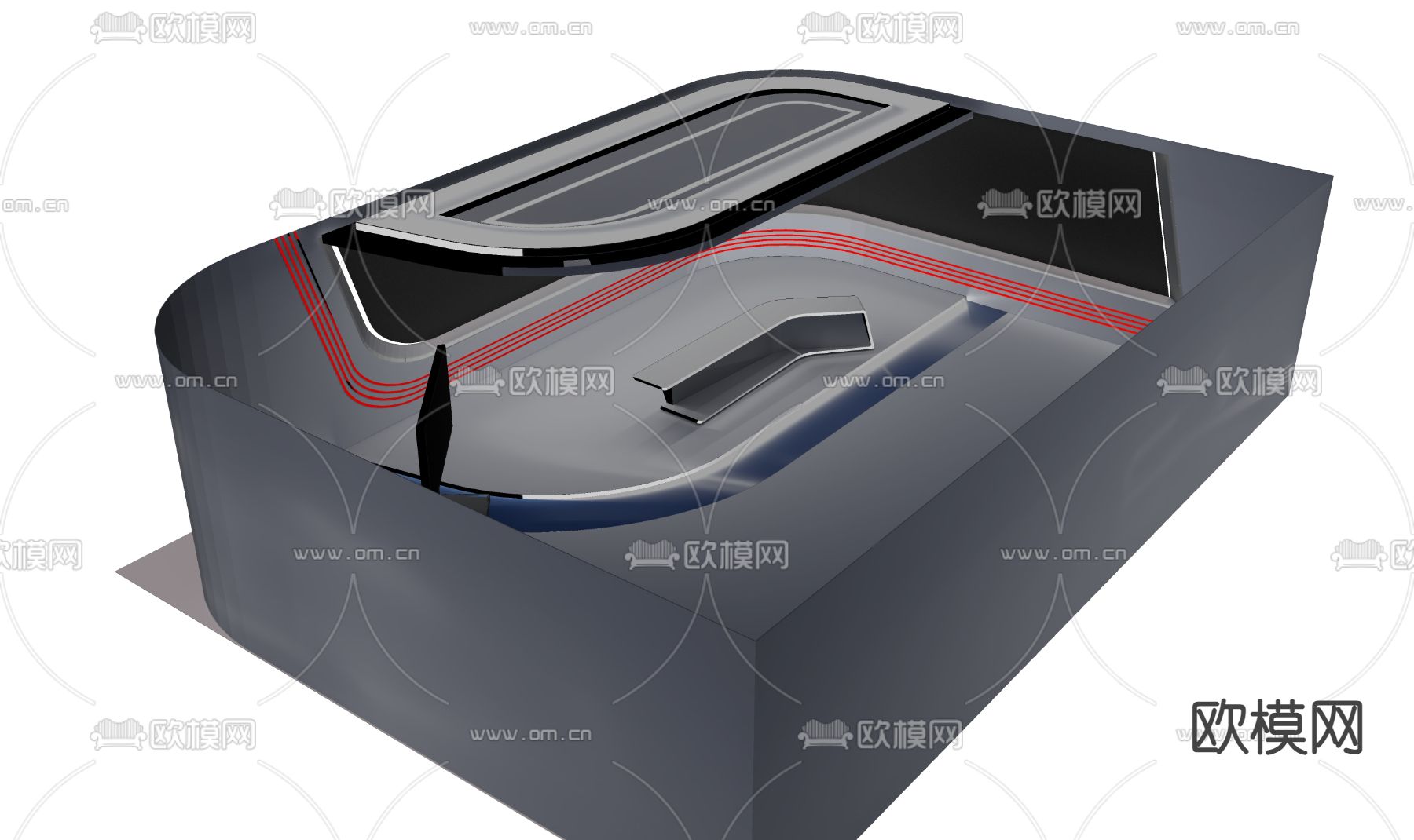 科技感直播间 演播室su模型下载（渲染图2）