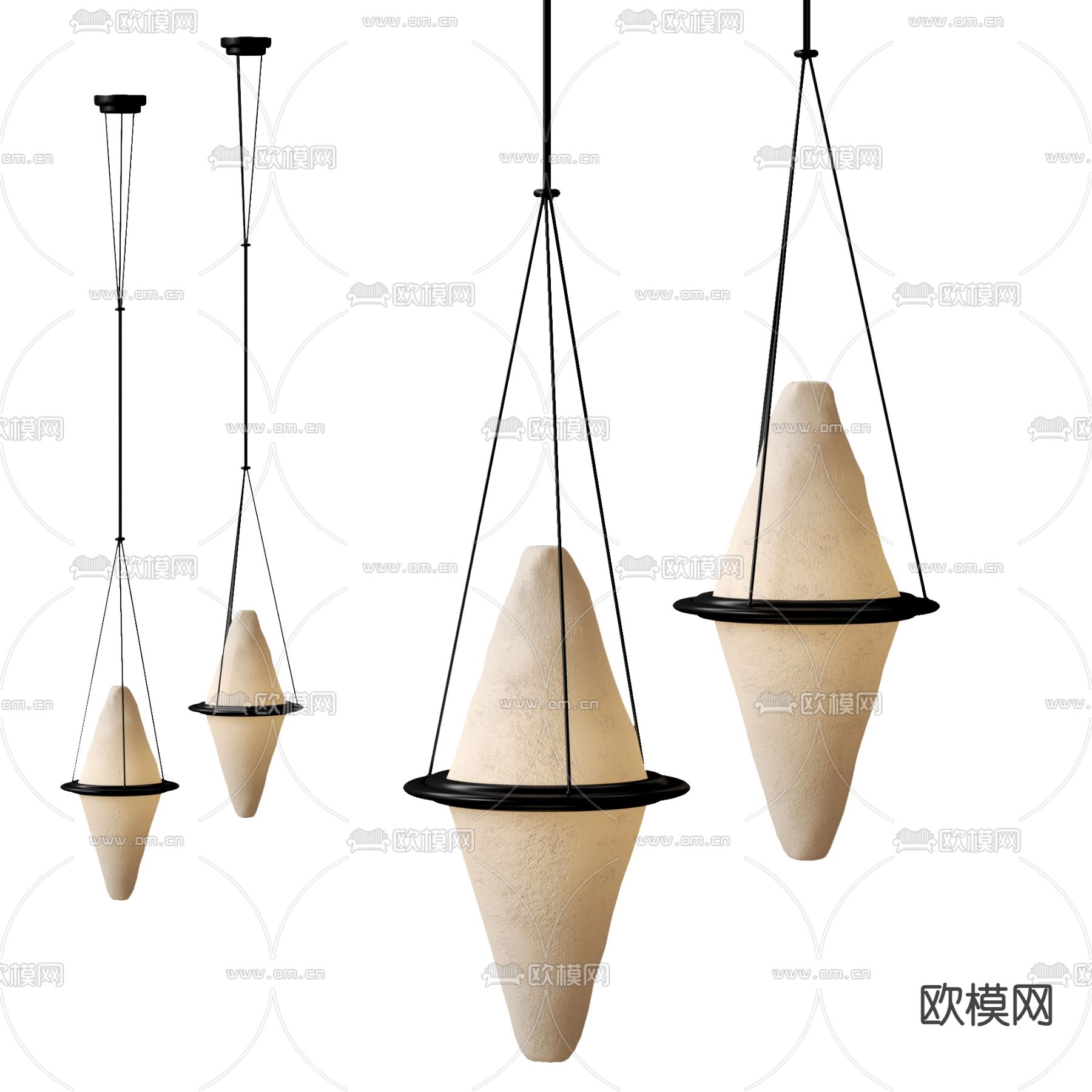 侘寂吊灯 石膏灯3d模型下载