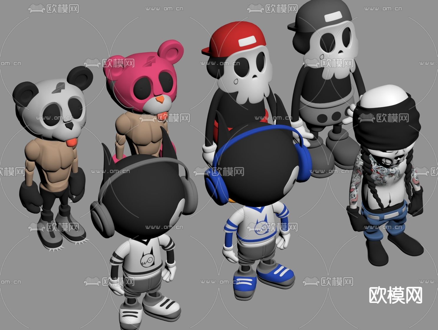 现代潮玩 雕塑摆件su模型下载（渲染图1）