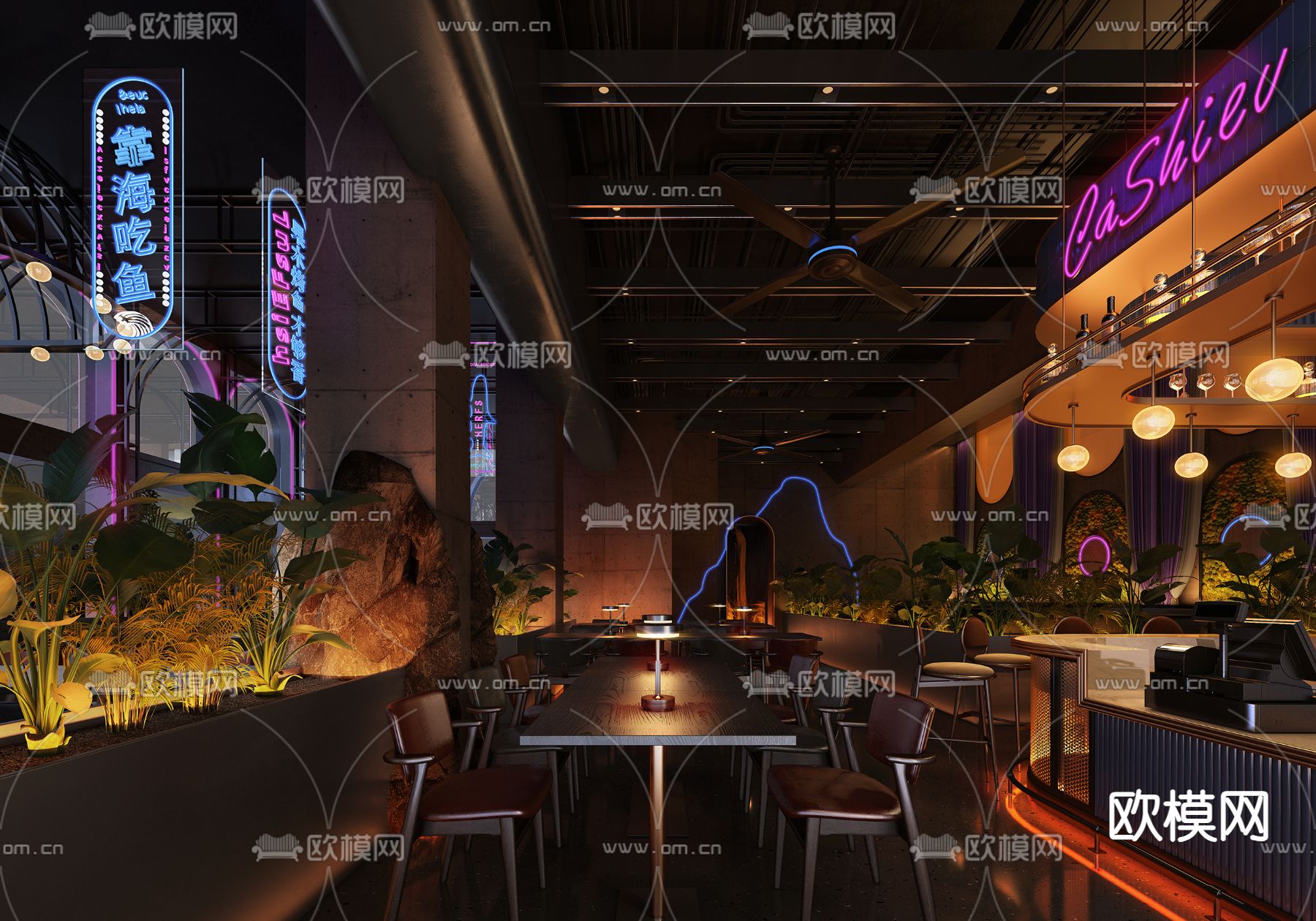 音乐酒吧 餐吧 清吧3d模型下载（渲染图1）