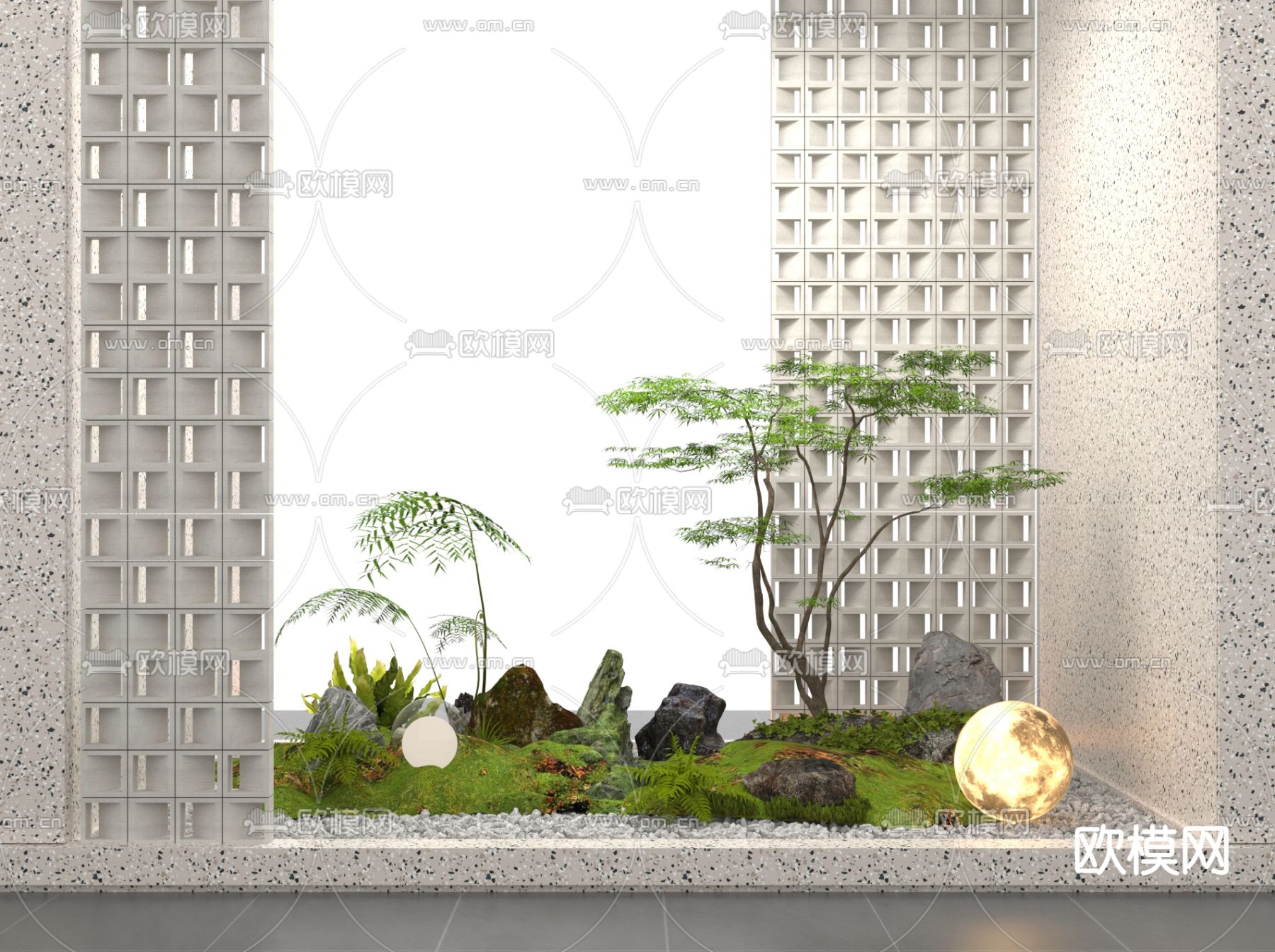 室内景观 绿植造景 苔藓景观3d模型下载