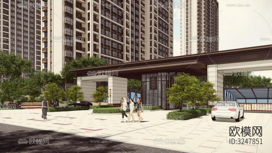 小区景观 住宅景观装修效果图下载(渲染图4)