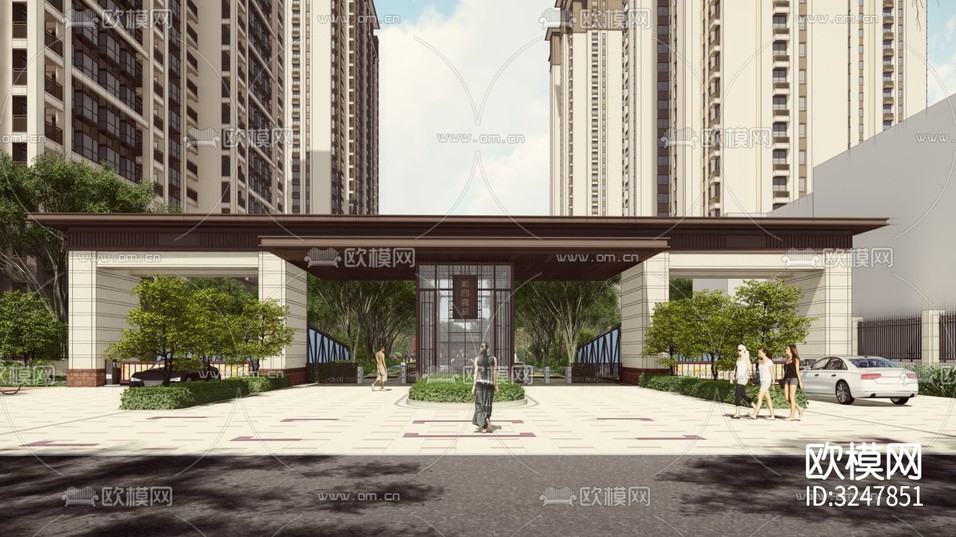 小区景观 住宅景观装修效果图下载(渲染图1)