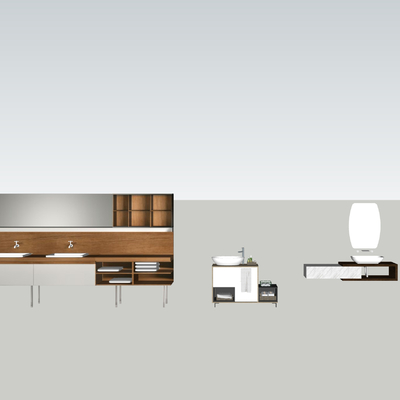  浴室柜 洗手台 镜柜su模型 