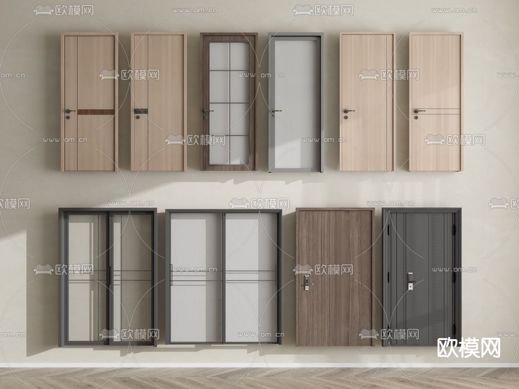 单开门 防盗门 平开门 卧室门 木门3d模型下载