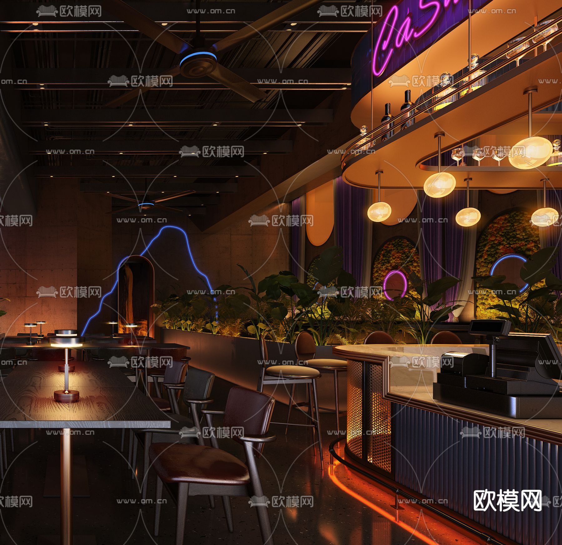 音乐酒吧 餐吧 清吧3d模型下载（渲染图2）