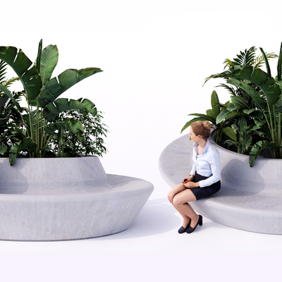  树池座凳 景观座椅 花坛 花箱su模型 