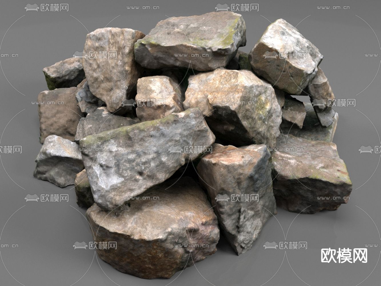 石头 岩石 石头堆3d模型下载