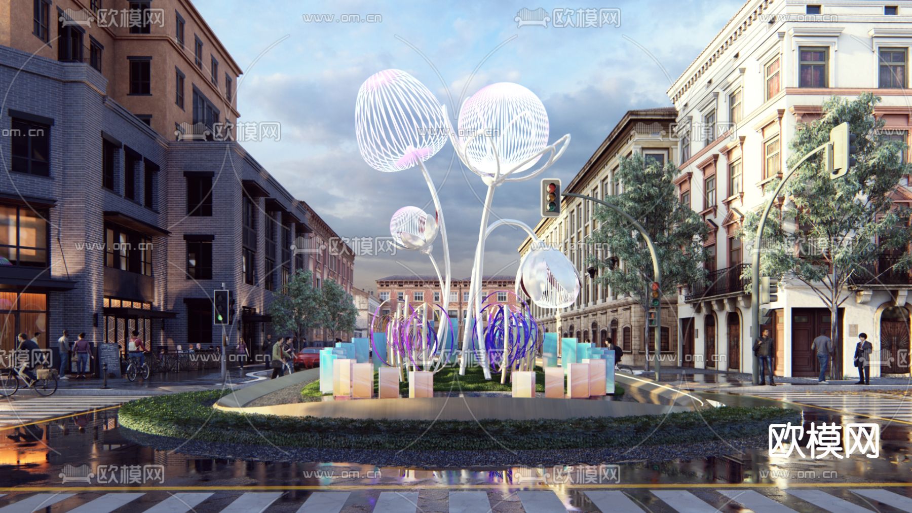 雕塑小品 水景雕塑su模型下载（渲染图2）