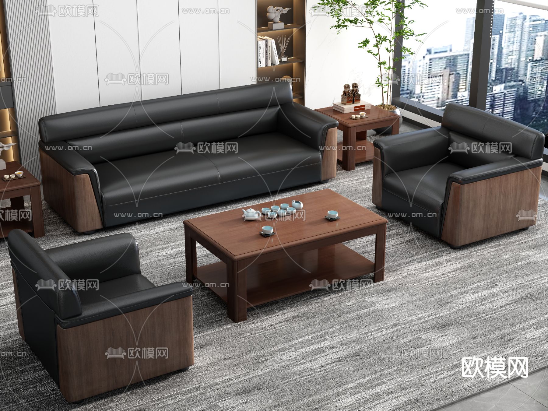 办公沙发 组合沙发3d模型下载（渲染图2）