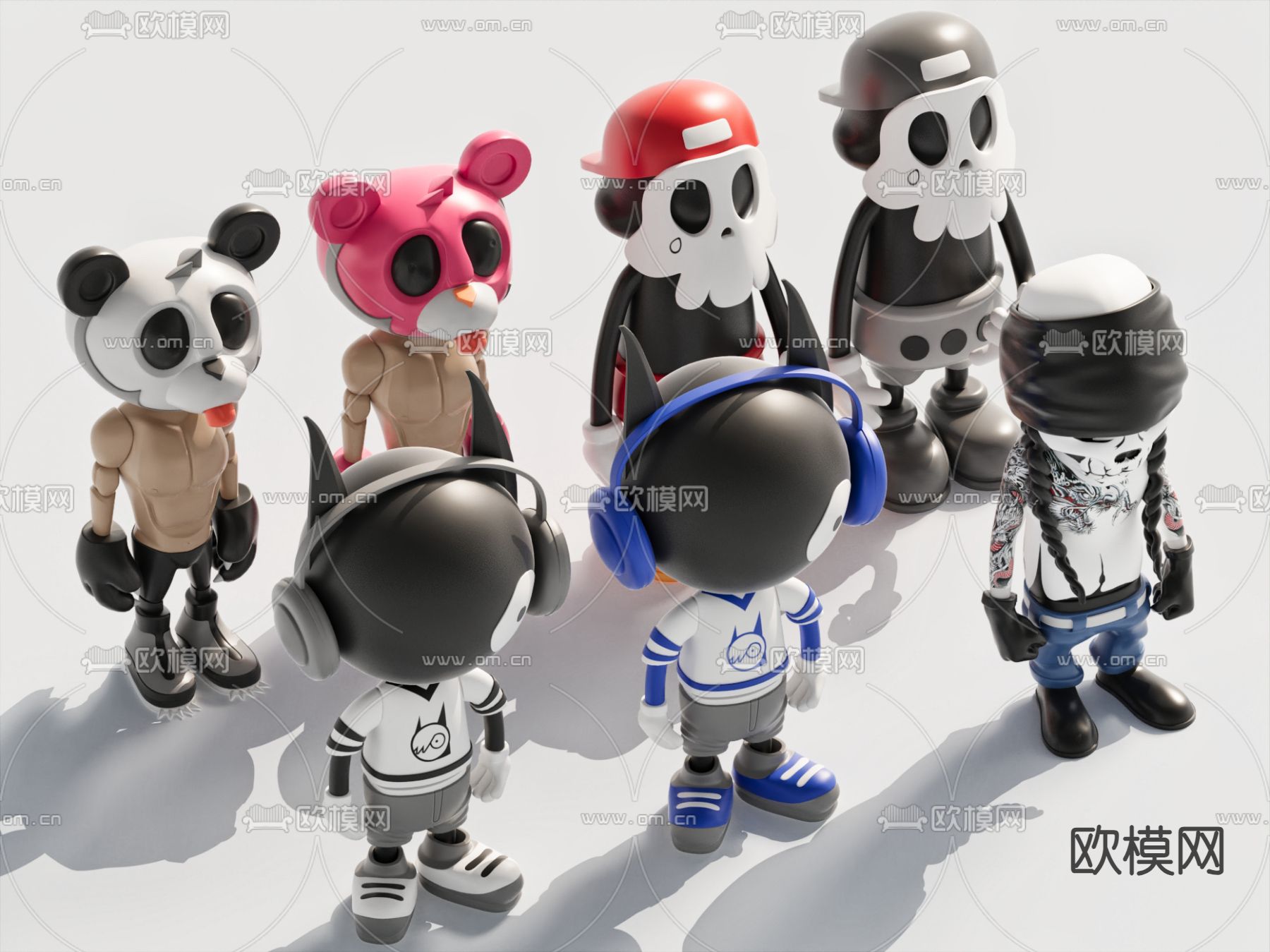 现代潮玩 雕塑摆件su模型下载（渲染图2）