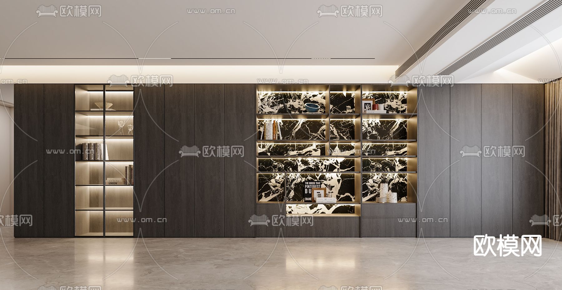 意式装饰柜 置物架3d模型下载