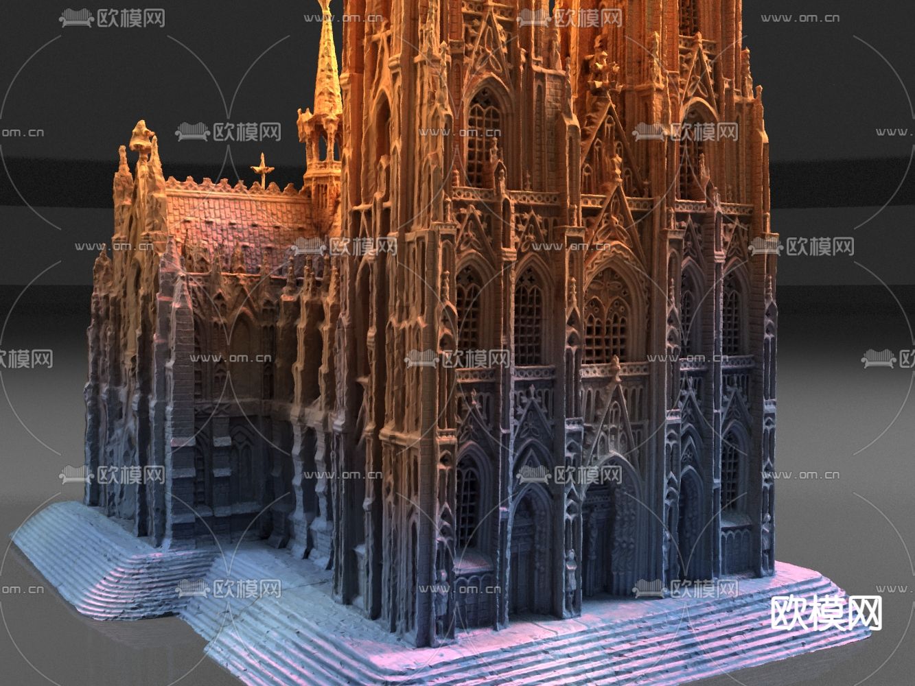 欧式科隆大教堂3d模型下载（渲染图2）
