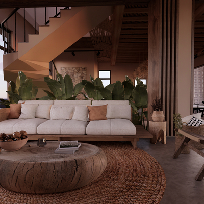  侘寂民宿 大堂su模型 