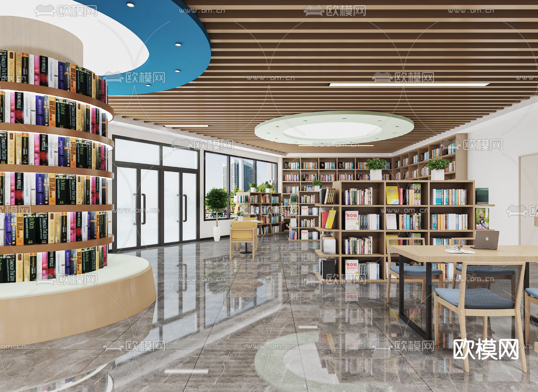 图书馆 阅览室 书店3d模型下载（渲染图3）