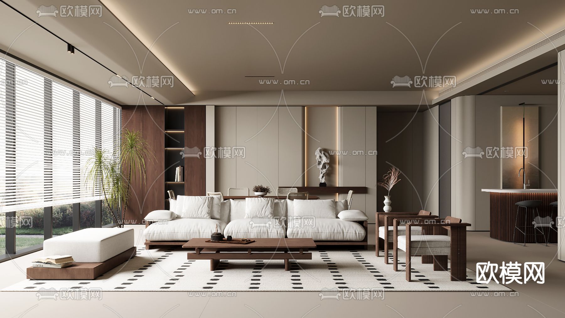 中古风客餐厅3d模型下载