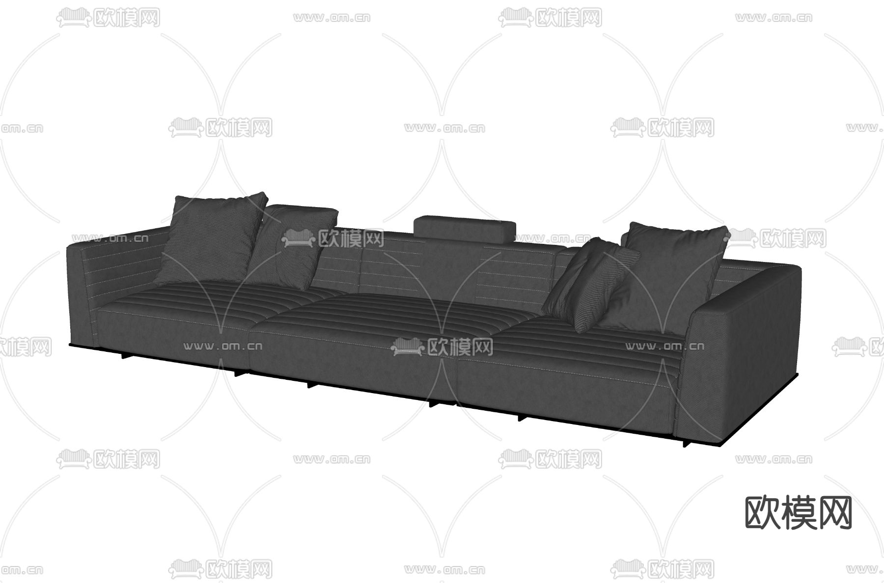 现代多人沙发 布艺沙发su模型下载（渲染图2）