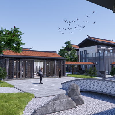  售楼处建筑su模型 