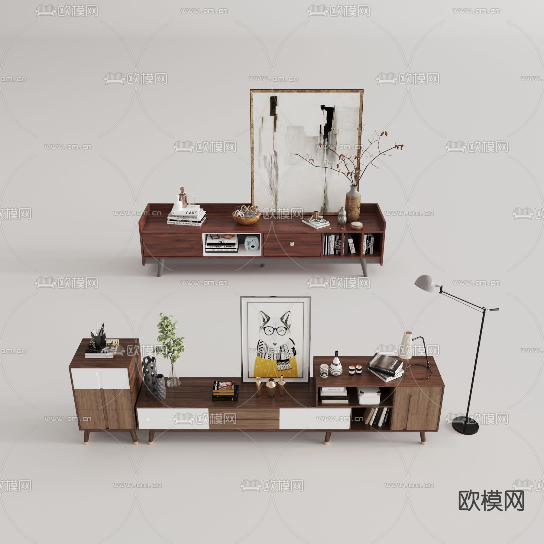 北欧电视柜 边柜3d模型下载